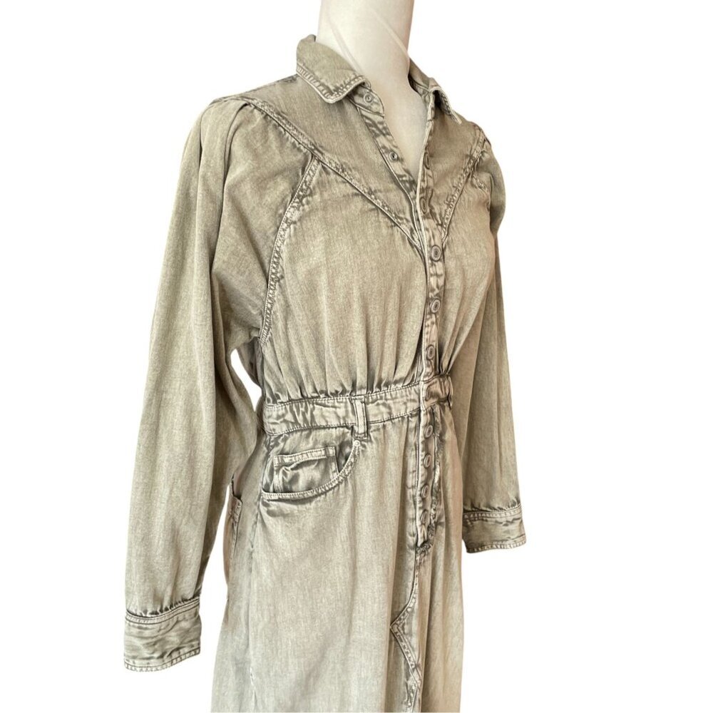 Free People Mad Love Denim Midi Dress- Sage SZ M - Picture 3 of 13